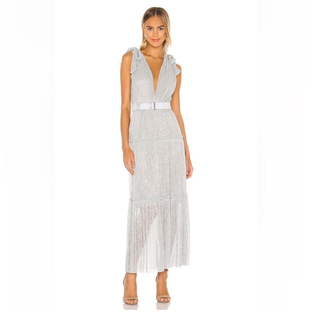 Sabina Musayev silver maxi dress.